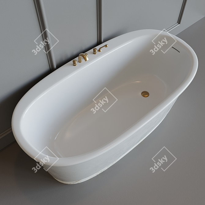 Luxury Bathing Bliss: Holiday Bathtub & Royal 5-Hole Mixer 3D model image 3