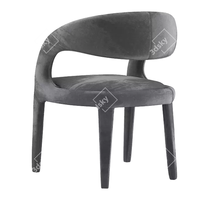 Elegant Charcoal Velvet Dining Chair 3D model image 2