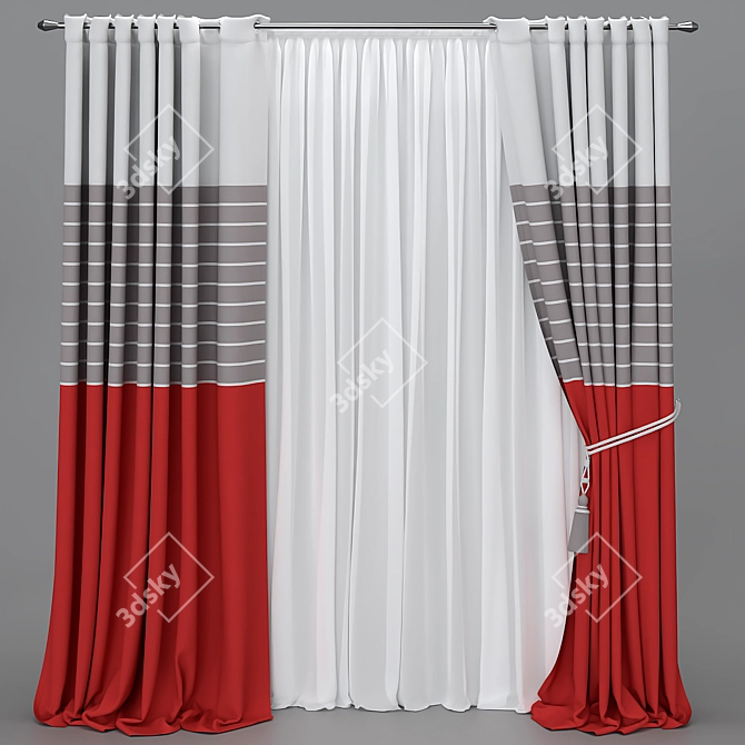 Versatile Curtain with Lush Transitions 3D model image 2