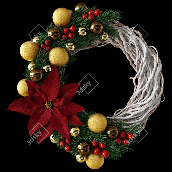 Festive Christmas Wreath 3D model image 2