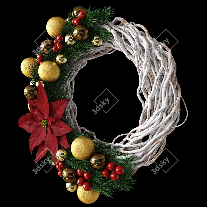 Festive Christmas Wreath 3D model image 3