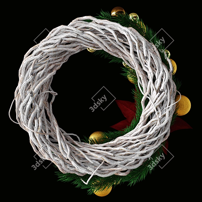 Festive Christmas Wreath 3D model image 4