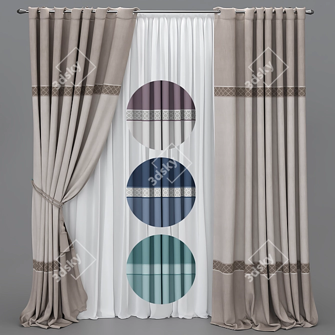 Title: Versatile Curtain Set with Color Transitions 3D model image 1