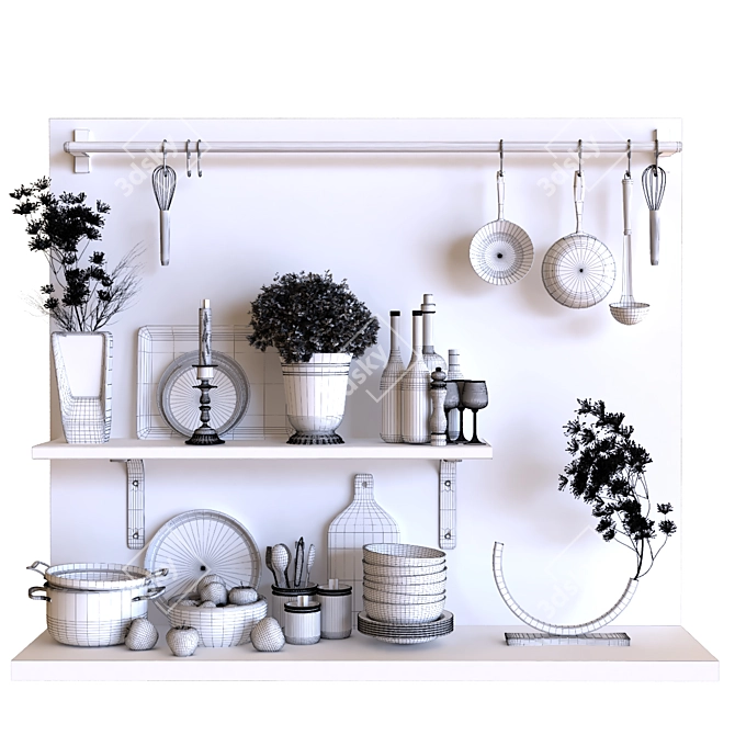 Versatile Kitchen Set: 3D Model with Multiple Renderers 3D model image 5