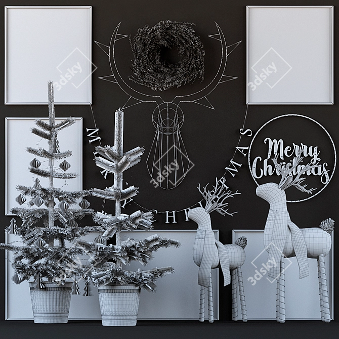 Festive Christmas Tree Set 3D model image 5