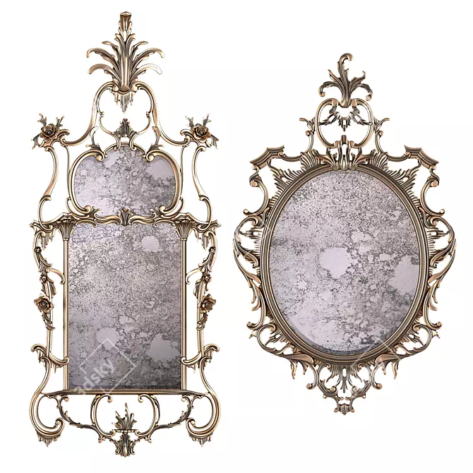 Elegant Duo: George 2 Mirror Set 3D model image 3