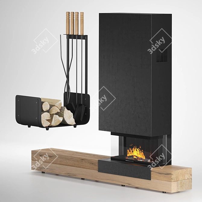 Creameng Shiloh Fireplace: Elegant and Spacious 3D model image 1