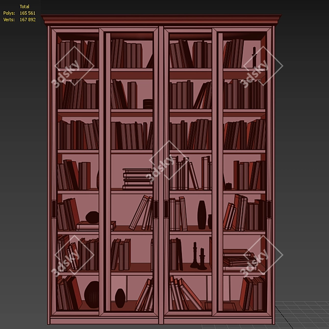 Sliding Door Bookcase (Library) 3D model image 3