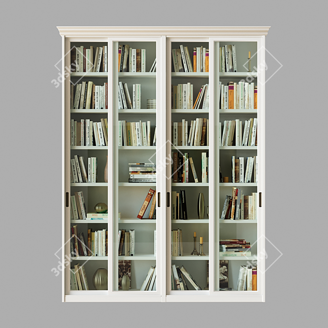 Sliding Door Bookcase (Library) 3D model image 5