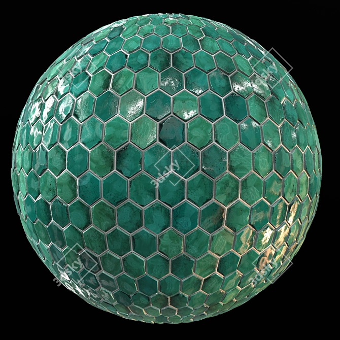 Teal Tile PBR: Seamless, High-quality Material 3D model image 3