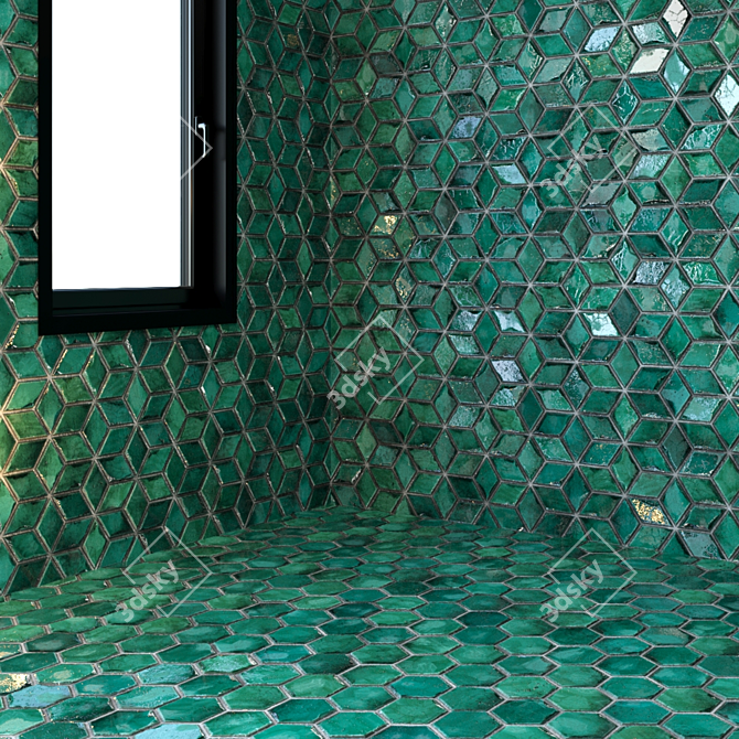 Teal Tile PBR: Seamless, High-quality Material 3D model image 4