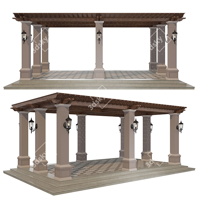 Elegant Pergola with High-Quality Textures 3D model image 1