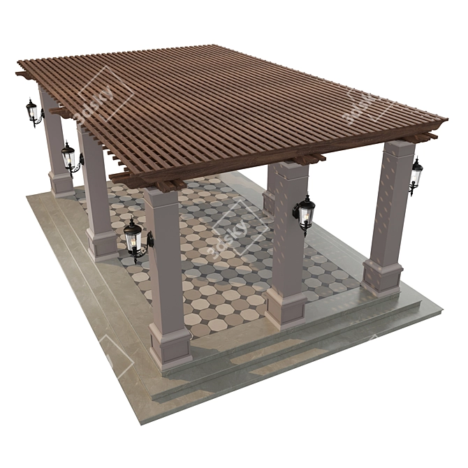 Elegant Pergola with High-Quality Textures 3D model image 3