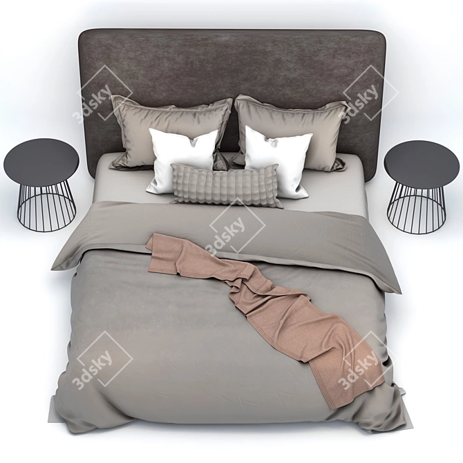 Sleek Contemporary Bed Design 3D model image 2