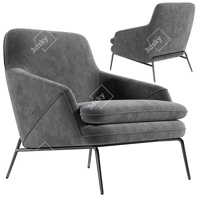 Elegant Armchair Este: PBR-Ready Design 3D model image 1