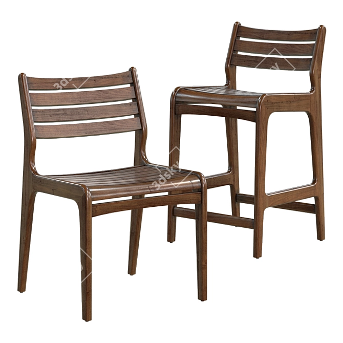 Reynolds Chair & Counter Stool Set 3D model image 1