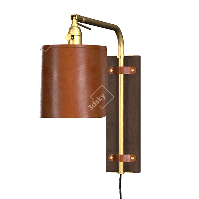 Vintage Brass Ava Wall Sconce 3D model image 3