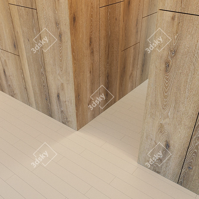 Elegant Wood Corner Wall Panel 3D model image 2