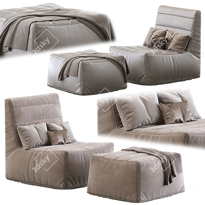 Compact Leather Lounge Chair 3D model image 1
