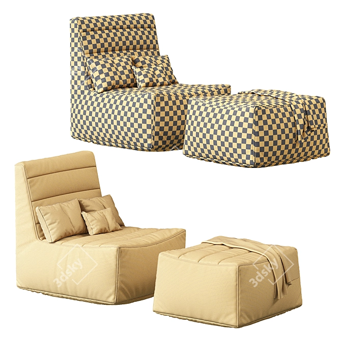 Compact Leather Lounge Chair 3D model image 5