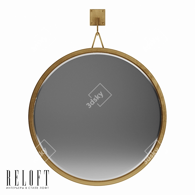 Elegant Brass Pendant Mirror 3D model image 1