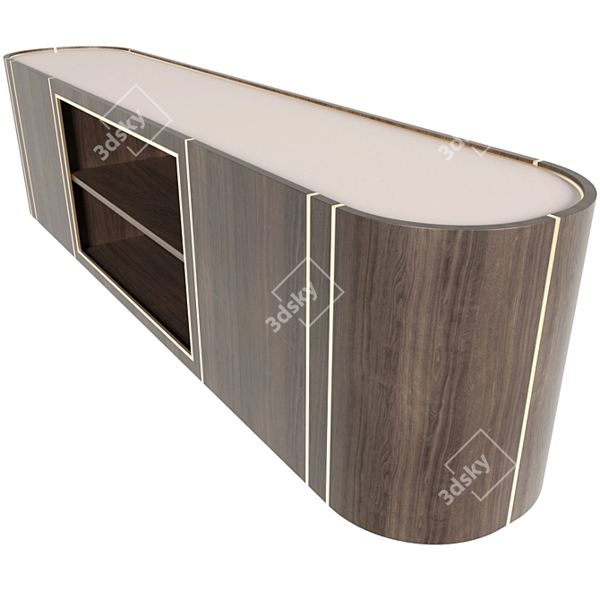 Rustic Wood TV Stand 3D model image 3