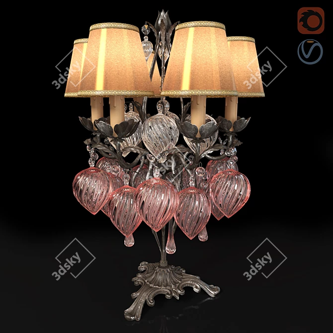 Silk Shade Murano Glass Table Lamp 3D model image 1