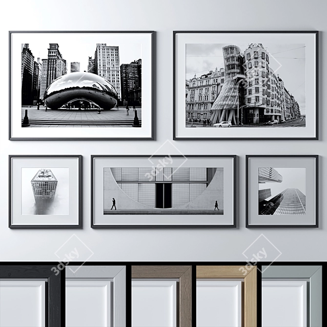 Contemporary Paint Frames - Set of 5 3D model image 1