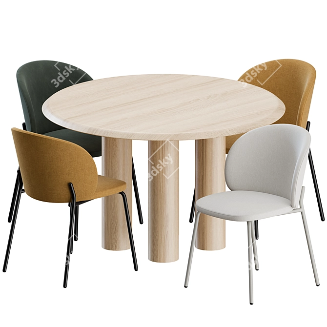 BoConcept & Fredericia Dinning Set - 3 Chairs + 1 Table 3D model image 1