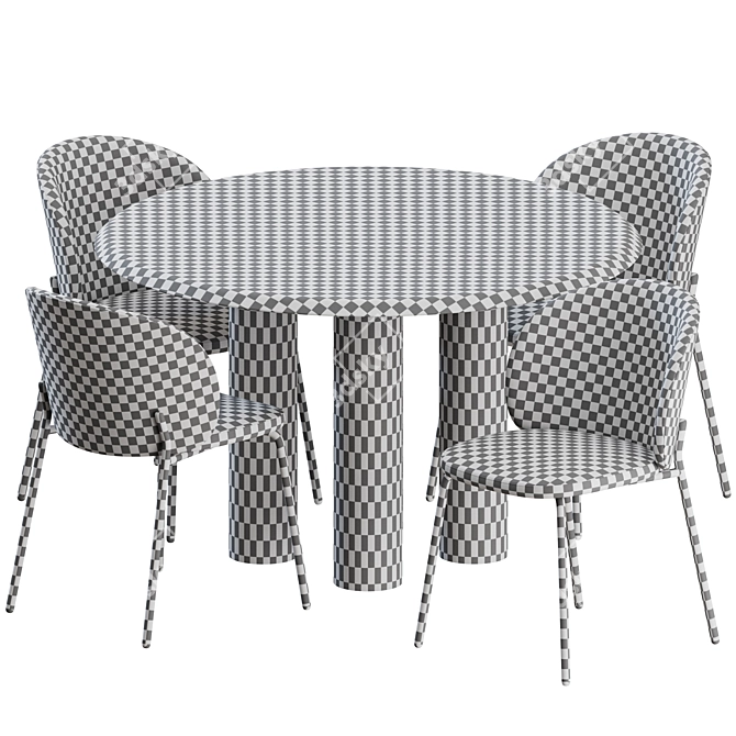 BoConcept & Fredericia Dinning Set - 3 Chairs + 1 Table 3D model image 2