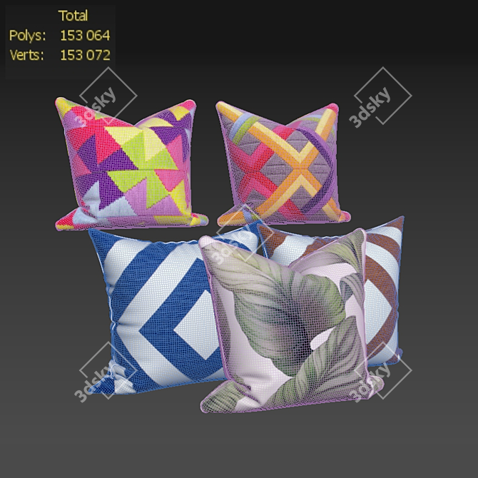 Elegant Pillow Set - 565 Designs 3D model image 3