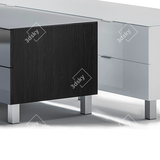 Modern Black and White TV Stand 3D model image 4
