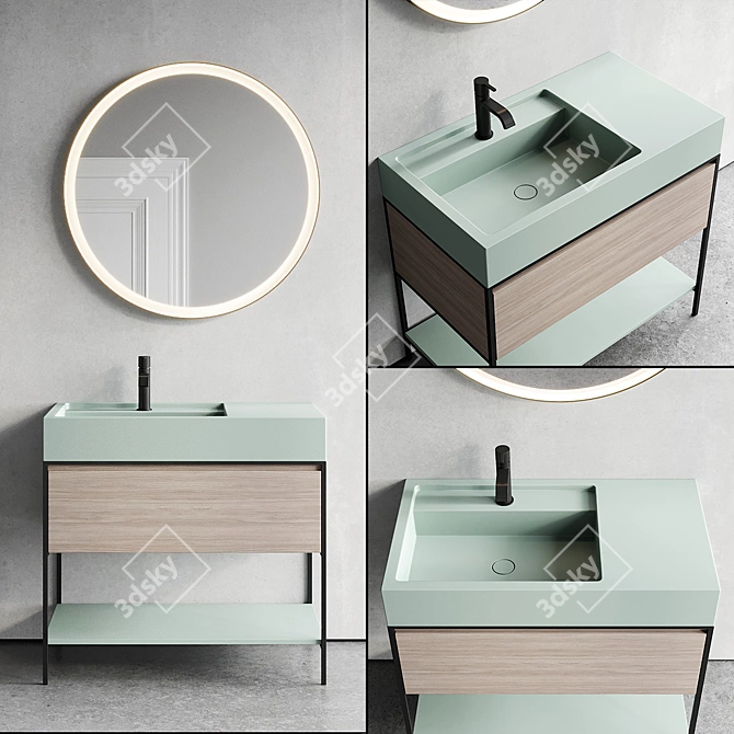 Elen 90 Vanity Unit - Stylish Floor-standing Design 3D model image 1