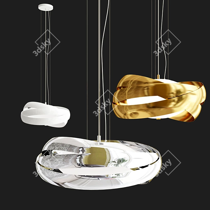 Elegant Satin Glass Pendant 3D model image 1