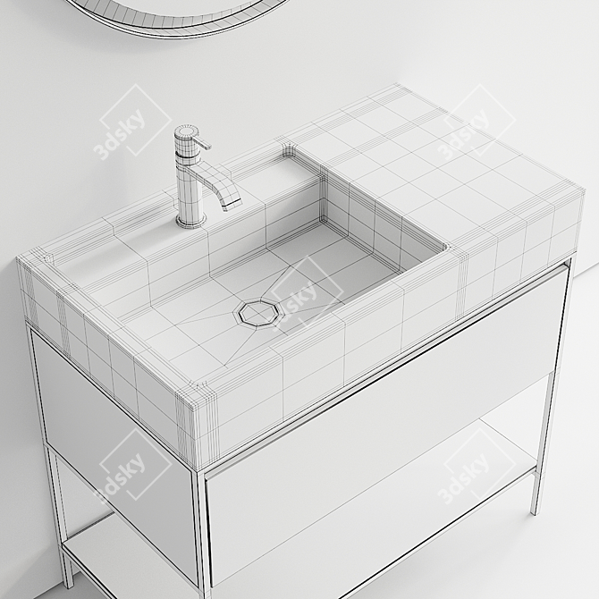 Nic Design Elen 90: Stylish Vanity Unit & Illuminated Round Mirror 3D model image 5