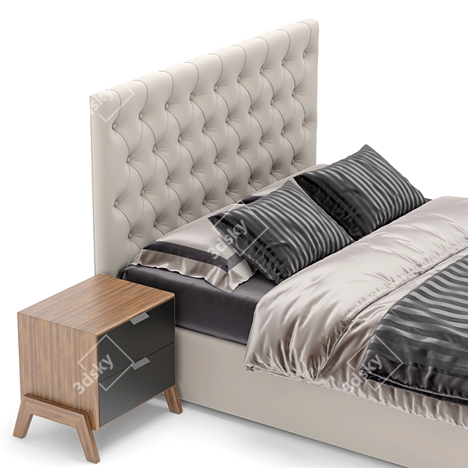 Elegant Tufted Ducale Bed 3D model image 2