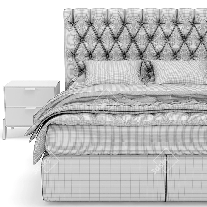Elegant Tufted Ducale Bed 3D model image 3