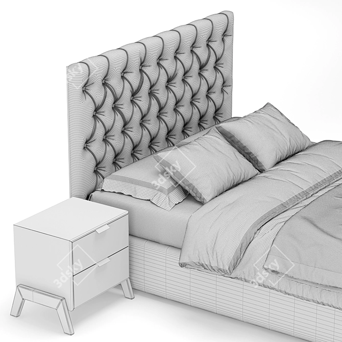 Elegant Tufted Ducale Bed 3D model image 4