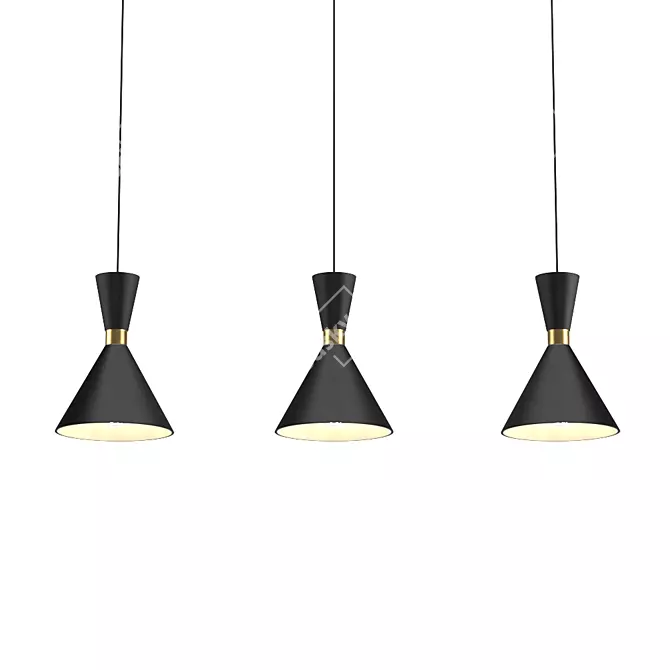 Modern Black Brass Pendant Light 3D model image 1