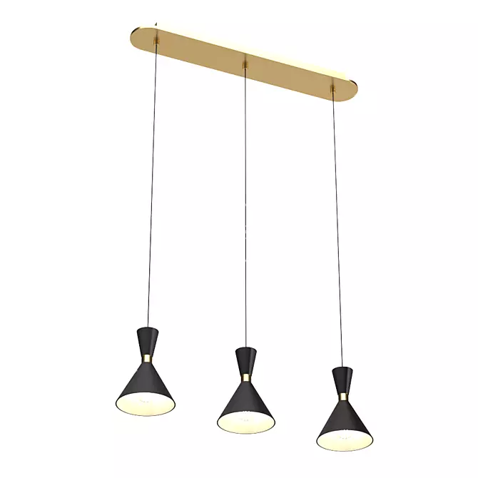 Modern Black Brass Pendant Light 3D model image 4