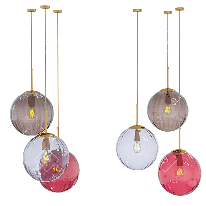 LIBERTA 3: Metal & Colored Glass Pendant 3D model image 2