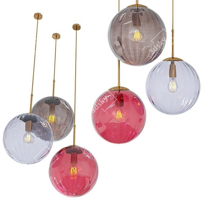 LIBERTA 3: Metal & Colored Glass Pendant 3D model image 4