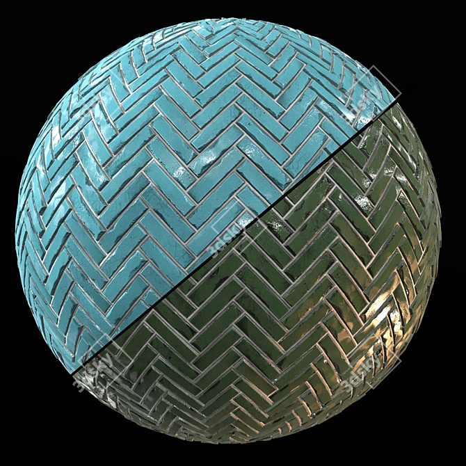 Seamless Teal Tile PBR Material 3D model image 1