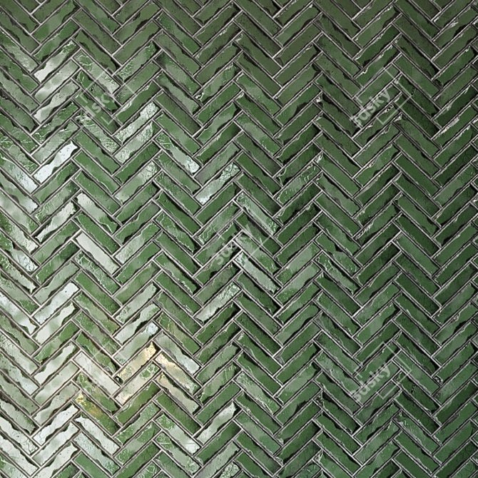 Seamless Teal Tile PBR Material 3D model image 4