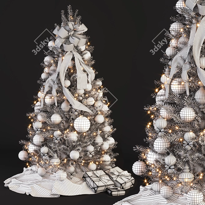 Winter Wonderland White Christmas Tree 3D model image 12