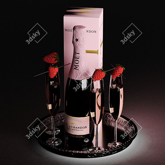 Luxury Champagne Decor Set 3D model image 3