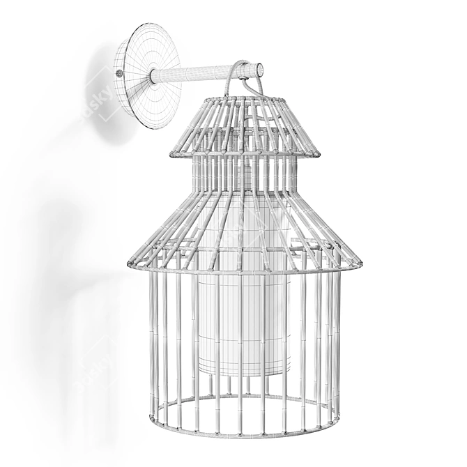 Golden Birdcage Wall Lamp 3D model image 2