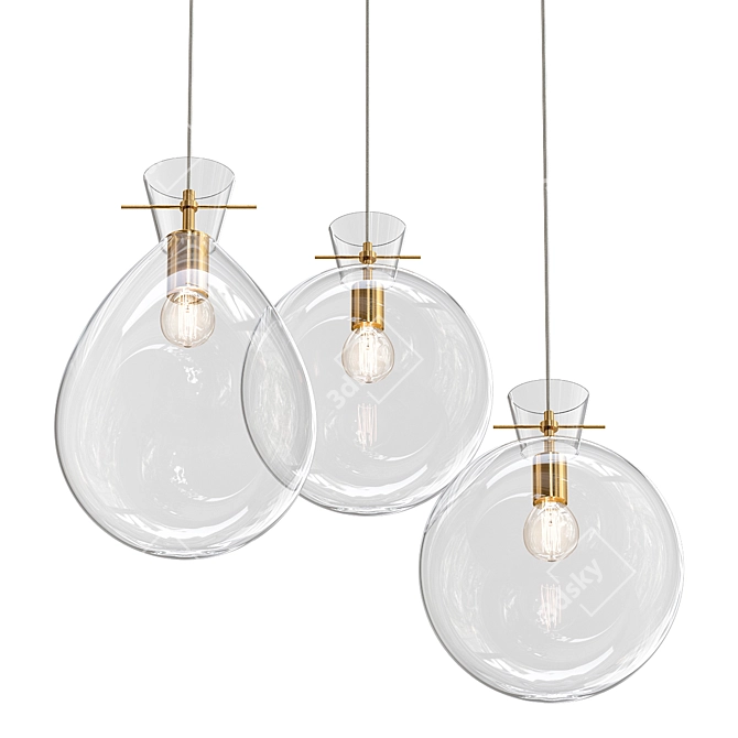 Glass Pearl Pendant Light 3D model image 1