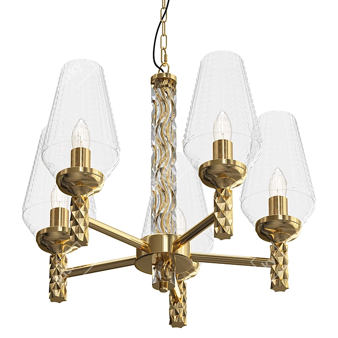 Sleek Ribbed Chandelier 3D model image 1