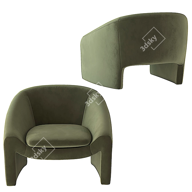 Elegant Pistachio Shona Accent Chair 3D model image 4